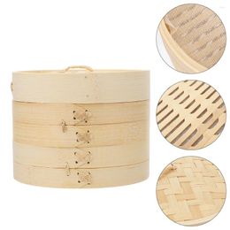 Double Boilers Bamboo Steamer Kitchen Steamed Buns Steamers Dim Sum Basket Home With Lid For Cooking Practical Pot