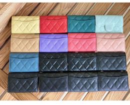 10A designer wallet caviar cc purse Ladies Leather Credit Card Slot Mini Skinny Black Top Zip Coin Pouch with Holde26ess