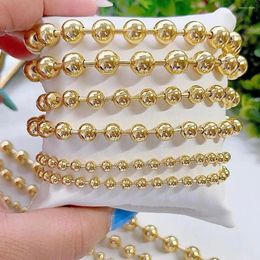 Charm Bracelets 10Pcs 3mm 4mm 6mm 8mm Gold Plated Beads Ball Bracelet Polished Round Adjustable Minimalist Jewelry For Women Gifts