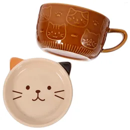 Mugs Ceramic Mug With Lid Cereal Home Beverage Cup Water Household Coffee Decorative Party Breakfast Cups
