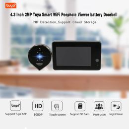 Doorbell Tuya WiFi Video Door Peephole Camera Doorbell 1080P 4.3inch LCD Monitor Wireless Video Eye for Apartment Home Security Intercom