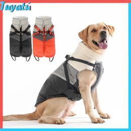 Dog Apparel Winter Raincoat Waterproof Plush Jacket With Reflective Stripe Black Orange Warm Rain Coat For Big Outdoor Clothes