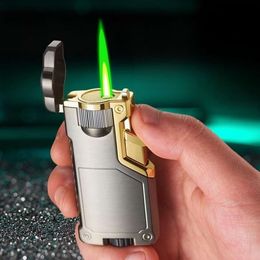 Hot Cartoon Windproof Three Fire Direct Charge Turbine Torch Metal Butane Without Gas Lighter Kitchen Barbecue Cigar Tool Men's Gifts