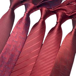 Bow Ties Wine Red Tie For Men's Business Dress Groom's Wedding Gift Festive Zipper Style No Knot