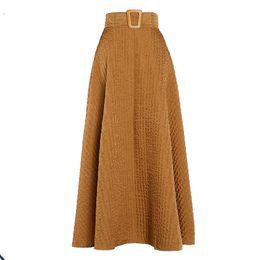 2021 Wholesales High Quality Waist Long Skirt Female Solid Colour Slim Fit A-line Pleated Skirts for Women