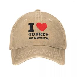 Ball Caps I Love Turkey Sandwich Cowboy Hat Vintage Baseball Cap Man Women's Men's