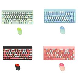 Combos G5AA Notebook Keyboard Kit Round Keycap Plug Play Lightweight Cartoon Portable Mouse