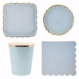 Party Decoration 44pcs/set Disposable Tableware Set Paper Plates Cups Napkins Birthday Wedding