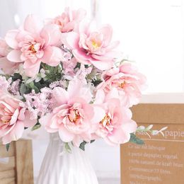 Decorative Flowers Silk Artificial Orchid High Quality Luxury Bouquet For Pink Fake Arrangement Home Wedding Living Room Decoration