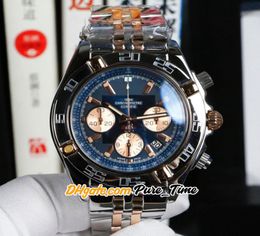 Luxury New B01 44 IB011012C790 Blue Dial Gold Subdial Quartz Chronograph Mens Watch Two Tone Rose Gold Steel Bracelet Watches Pur4162325
