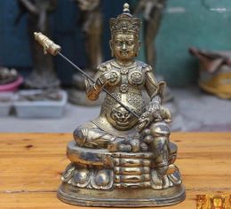 Decorative Figurines Old Tibetan Buddhism Bronze 24k Gold Guru Rinpoche Padmasambhava Buddha Statue