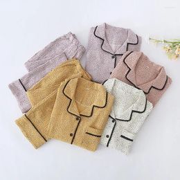 Home Clothing Spring And Autumn Colour Woven Gauze Women's Long Sleeved Lace Cover Korean Version Casual Pure Cotton Pyjamas