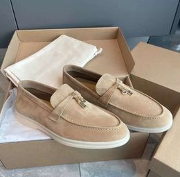 Casual Shoes Loafers Flat Low Top Suede Cow Leather Oxfords Moccasins Summer Walk Comfort Loafer Slip On Rubber Sole Flats Loro Piano Shoe 888