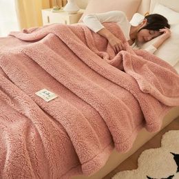 Blankets Thicken Plush Throw Winter Warm Sleeping Blanket For Beds Coral Fleece Travelling Bedroom Quilt Bed Suppiles