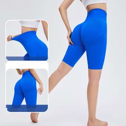 Sömlösa Lycra Pants Kvinnor Hög midja och höftlyftning Fitness Sport Snabbtorkning Naken Yoga Shorts