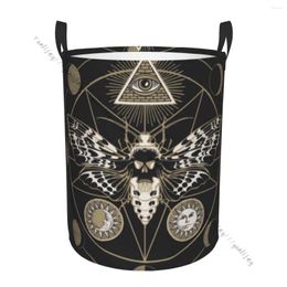 Laundry Bags Bathroom Basket Scary Butterfly Moth Dead Head Folding Dirty Clothes Hamper Bag Home Storage