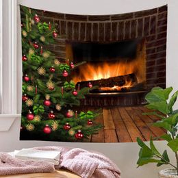 Tapestries Holiday Bedroom Tapestry Christmas Bohemian Tree Festive Wall Hanging For Fireplace Room