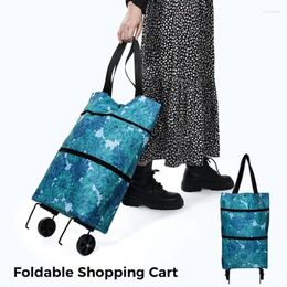 Storage Bags Foldable Trolley Portable Shopping Bag With Wheels Reusable Multi-function Pouch Home Travel Clothes Comestic