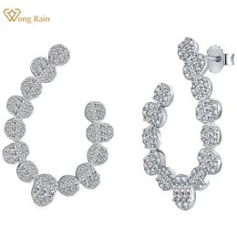 Earrings Wong Rain 100% 925 Sterling Silver High Carbon Diamonds Gemstone Wedding Engagement Hoop Earrings Fine Jewellery Wholesale