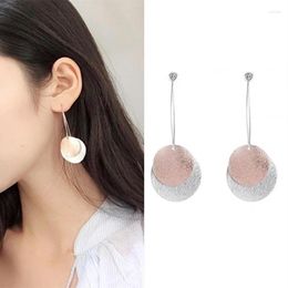 Stud Earrings Korea Wild Matte Texture Round Simple Temperament Disc Statement Geometric Girls Contrast