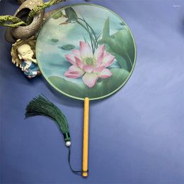 Decorative Figurines 1PC Vintage Women Silk Fan Chinese Classical Embroidered Round Wedding Party Dance Accessories Home Decor Supply