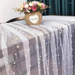 Table Cloth INS Wedding Birthday Tablecloth Tulle Pearl Extra Large Party Prom Background Banquet Dining Decoration