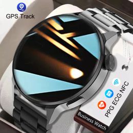 Watches 2022 NFC Smart Watch Mens GPS Movement Track Sports Watches Women Wireless Charging Bluetooth Call ECG Smartwatch Support Hebrew