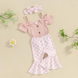 Clothing Sets WZTYYDS Born Baby Girl Summer Clothes 6 12 18 24 Months Knit Ribbed Tops Pants 2Pcs Bell Bottom Outfits