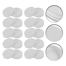 Dinnerware 20 Pcs Can Lids Reusable Jar Covers Jam Mason Caps Regular Mouth Leakproof Canning White