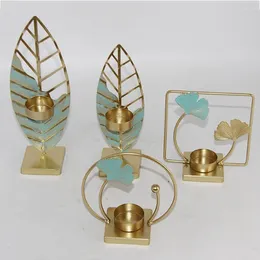 Candle Holders 5 Style Leaves Artistic Table Decor Iron Bar Candlelight Dinner Scene Props