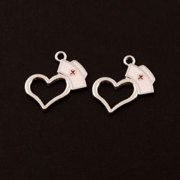 Charms 10pcs Silver Colour 20x20mm Heart Shape Cap RN Hat Pendant Fit DIY Jewellery Making Handcrafted Accessories