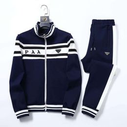 men set designer sportswear fashion letter embroidery metal badge zip coat tops casual loose sweatpants mens womens two-piece