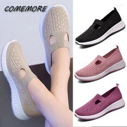 Casual Shoes Flats Women's Sneakers Summer Mesh Breathable Mother Soft Sole Non-Slip Solid Color Comfort Ladies Footwear Zapatos