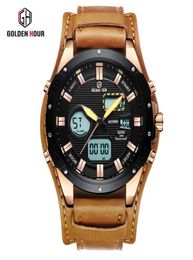 Relogio Hombre GOLDENHOUR Business Leather Men Watch Automatic Sport Digital Army Military Man Wrist Watch 2019Relogio Masculino4018597