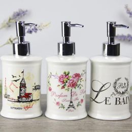 Liquid Soap Dispenser 380ml Ceramic Bathroom Accessories Shower Gel Bottle For Kitchen Romantic House Hand Sanitizer Lotion Bott