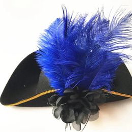 Party Supplies Feather Pirate Hat Adults Men Royal Court Top Hats Caps Props Masquerade Hair Accessory Halloween Costume Cosplay