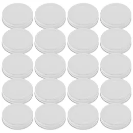 Dinnerware 20 Pcs Tinplate Lid Mason Jar Integrated (70mm Black) 16pcs Canning Covers Reusable Caps Regular Mouth Wide Lids White