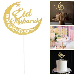 Festive Supplies 6 Pcs Card Eid Al- Cupcake Decor Decorative Props Mubarak Pick Decorations Theme Baking Toppers Party Paper Ornament