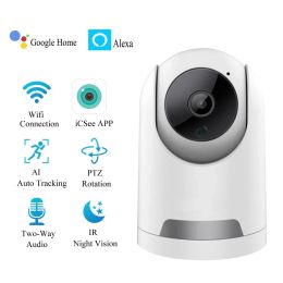 Cameras HONTUSEC ICSEE Min Wifi Camera HD 2MP 4MP Indoor Security Surveillance Camera Auto Tracking Baby Monitor With Motion Detection