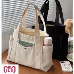 Storage Bags Large Capacity Canvas Tote For Work Commuting Carrying College Style Student Outfit Book Shoulder