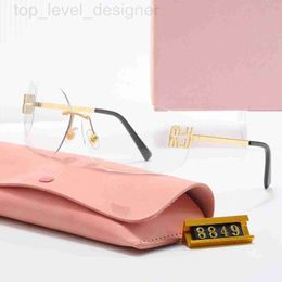 Sunglasses designer for Women eyeglasses frame ladies sunglasses Euro american style Rimless rectangular curved lens modern shades windscreen goggles 4GEJ