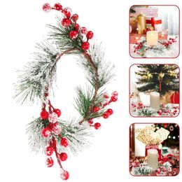 Decorative Flowers Artificial Garland Christmas Decor Nordic Chrismas Rings Plastic Xmas Wreaths Ornament