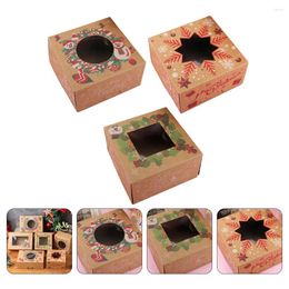 Take Out Containers 3 Pcs Christmas Window Paper Box Baking Supplies Cake Stand Candy Container Kraft
