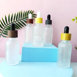 Storage Bottles 10pcs 30ML Tube Plastic& Bamboo Cap Refill Glass Dropper Bottle Empty Perfumes DIY Blends Supplies Portable Containers