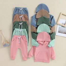 Clothing Sets 0-3Y Spring Autumn Born Baby Boys Sportwear Solid Pocket Long Sleeve Hoodies Sweatshirts Pants Tracksuits