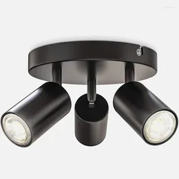 Ceiling Lights Surface Mounted LED Spot Light GU10 Aisle Lamp Round 3 Heads Adjustable Aluminium Lighting