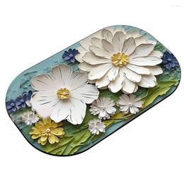 Bath Mats Water Absorbent Diatomaceous Earth Foot Mat Scratch Resistant Bathroom Floor With Oil Painting Flower Pattern