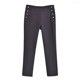 Women's Pants 2024ZAR Spring/Summer Fashion Style Versatile Casual Series Buckle Upright