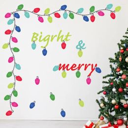 Party Decoration Christmas Wall Sticker Bigrht & Merry Light Bulb Pattern Living Room