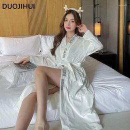 Home Clothing DUOJIHUI Chic Letter Print Pure Colour Female Robes Winter Thick Warm Classic 3-colors Loose Simple Fashion Sexy For Women